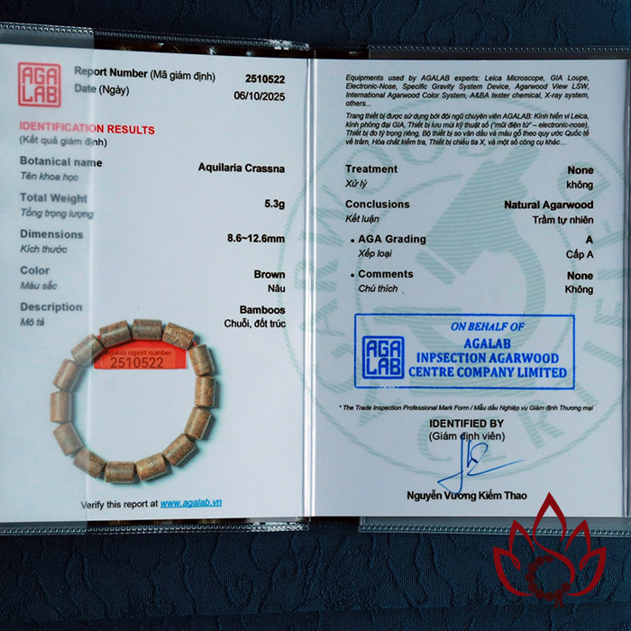 Vòng Trầm Hương Lu Thống | 8 Ly | Trầm Tốc Kiến Tự Nhiên Lâu Năm